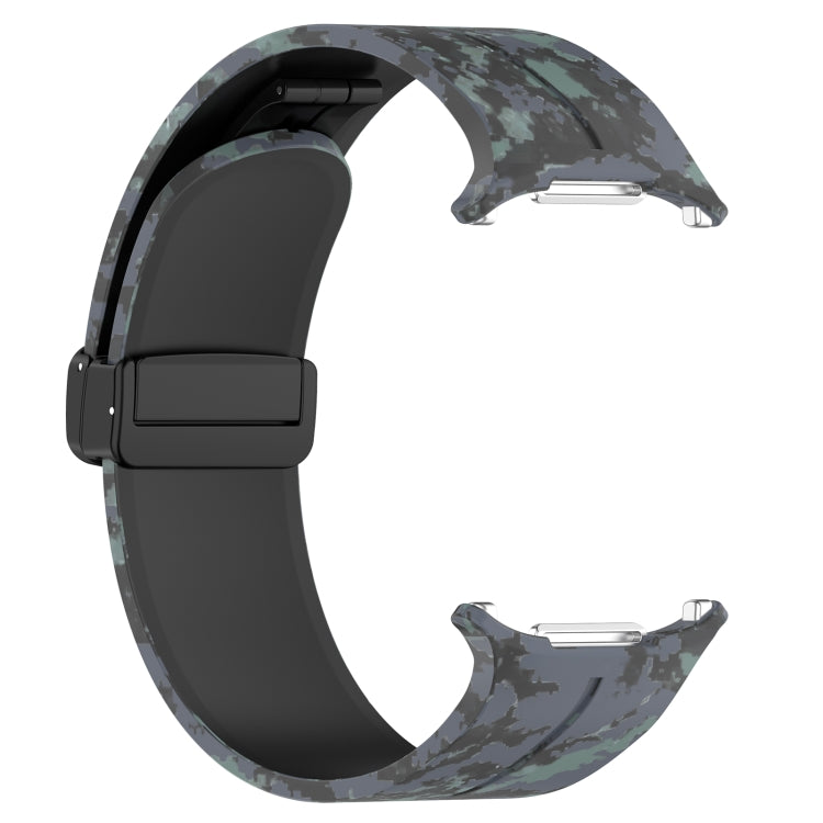 For Samsung Galaxy Watch Ultra 47mm Magnetic Folding Buckle Silicone Watch Band(Camouflage Black) by bashfashion