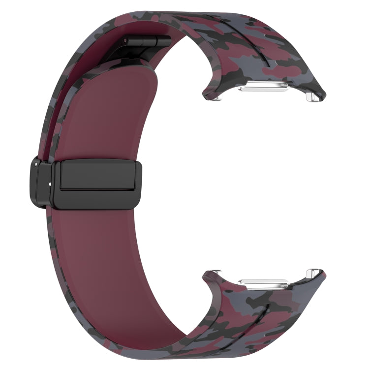 For Samsung Galaxy Watch Ultra 47mm Magnetic Folding Buckle Silicone Watch Band(Camouflage Wine Red) by bashfashion