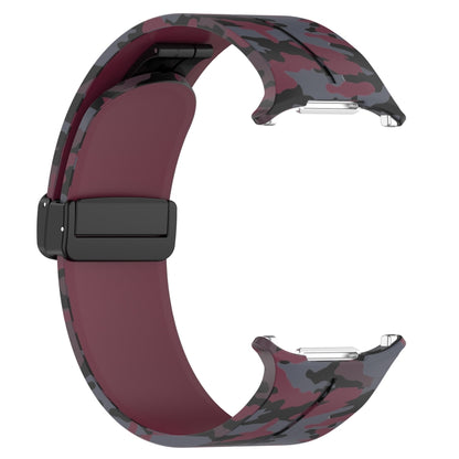 For Samsung Galaxy Watch Ultra 47mm Magnetic Folding Buckle Silicone Watch Band(Camouflage Wine Red) by bashfashion