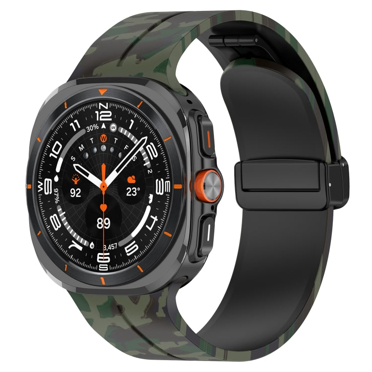 For Samsung Galaxy Watch Ultra 47mm Magnetic Folding Buckle Silicone Watch Band(Camouflage Army Green) by bashfashion