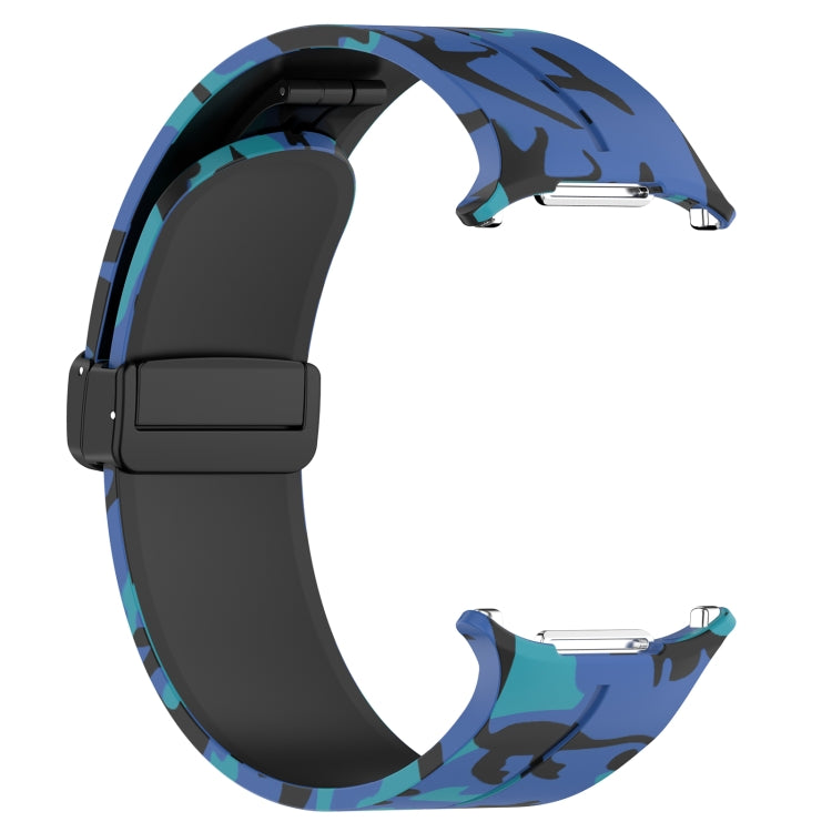For Samsung Galaxy Watch Ultra 47mm Magnetic Folding Buckle Silicone Watch Band(Camouflage Blue) by bashfashion