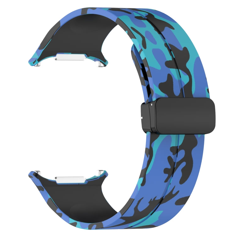 For Samsung Galaxy Watch Ultra 47mm Magnetic Folding Buckle Silicone Watch Band(Camouflage Blue) by bashfashion