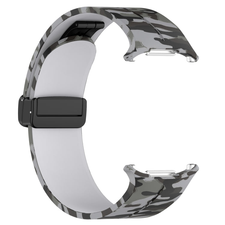 For Samsung Galaxy Watch Ultra 47mm Magnetic Folding Buckle Silicone Watch Band(Camouflage Light Gray) by bashfashion