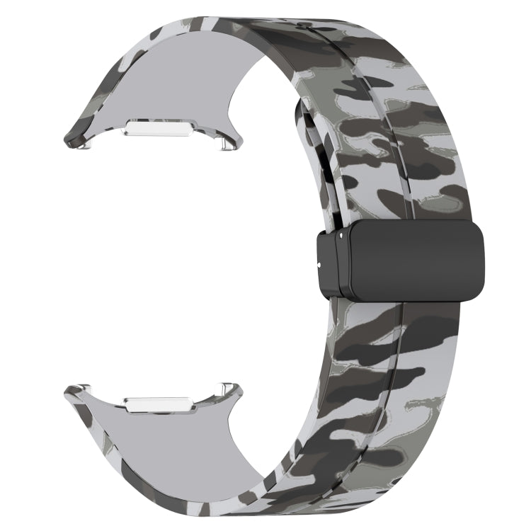 For Samsung Galaxy Watch Ultra 47mm Magnetic Folding Buckle Silicone Watch Band(Camouflage Light Gray) by bashfashion