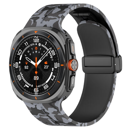 For Samsung Galaxy Watch Ultra 47mm Magnetic Folding Buckle Silicone Watch Band(Camouflage Dark Gray) by bashfashion