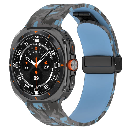 For Samsung Galaxy Watch Ultra 47mm Magnetic Folding Buckle Silicone Watch Band(Camouflage Rock Blue) by bashfashion