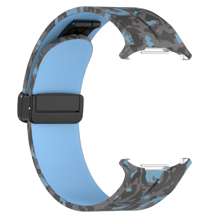 For Samsung Galaxy Watch Ultra 47mm Magnetic Folding Buckle Silicone Watch Band(Camouflage Rock Blue) by bashfashion