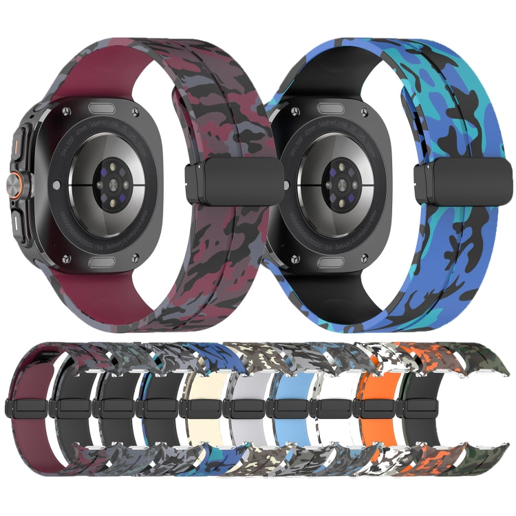 For Samsung Galaxy Watch Ultra 47mm Magnetic Folding Buckle Silicone Watch Band(Camouflage Rock Blue) by bashfashion