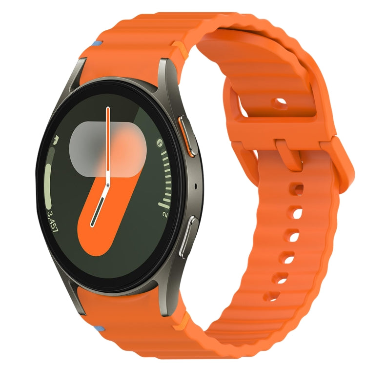 For Samsung Galaxy Watch 7 44mm Wavy Grain Stitched Quick Release Silicone Watch Band(Orange) by bashfashion