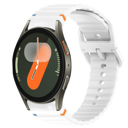 For Samsung Galaxy Watch 7 44mm Wavy Grain Stitched Quick Release Silicone Watch Band(White) by bashfashion