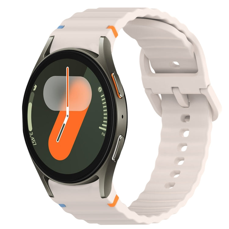For Samsung Galaxy Watch 7 44mm Wavy Grain Stitched Quick Release Silicone Watch Band(Starlight) by bashfashion