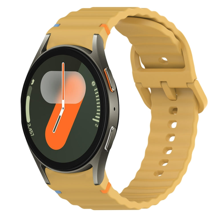 For Samsung Galaxy Watch 7 40mm Wavy Grain Stitched Quick Release Silicone Watch Band(Yellow) by bashfashion