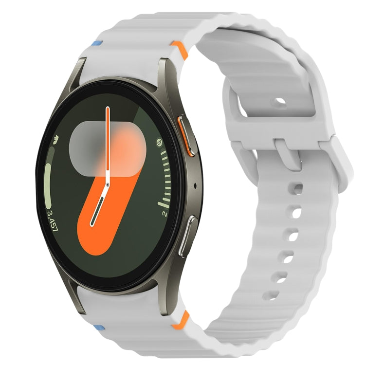 For Samsung Galaxy Watch 7 40mm Wavy Grain Stitched Quick Release Silicone Watch Band(Light Grey) by bashfashion