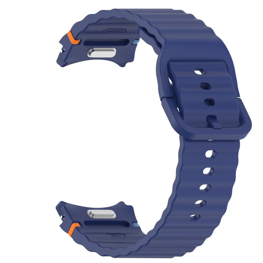 For Samsung Galaxy Watch 7 40mm Wavy Grain Stitched Quick Release Silicone Watch Band(Midnight Blue) by bashfashion