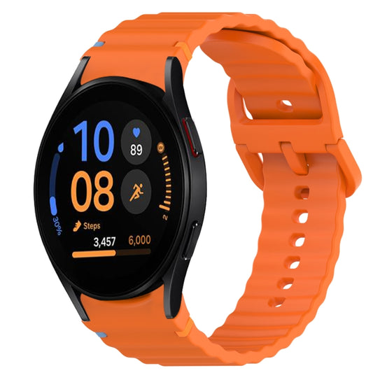 For Samsung Galaxy Watch FE 40mm Wavy Grain Stitched Quick Release Silicone Watch Band(Orange) by bashfashion