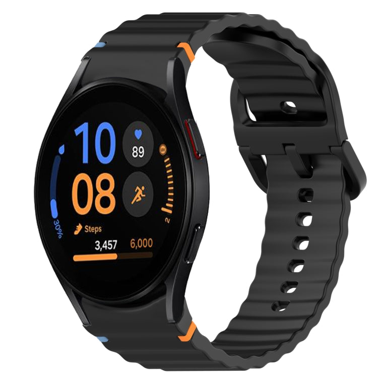 For Samsung Galaxy Watch FE 40mm Wavy Grain Stitched Quick Release Silicone Watch Band(Black) by bashfashion