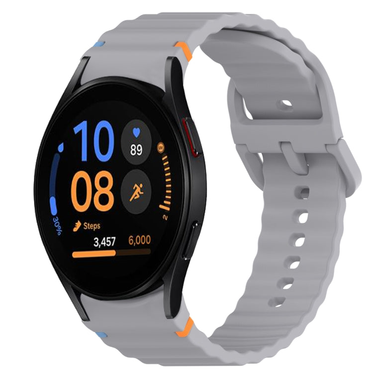 For Samsung Galaxy Watch FE 40mm Wavy Grain Stitched Quick Release Silicone Watch Band(Dark Grey) by bashfashion