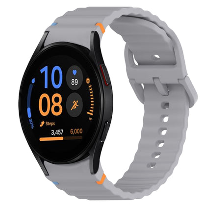 For Samsung Galaxy Watch FE 40mm Wavy Grain Stitched Quick Release Silicone Watch Band(Dark Grey) by bashfashion