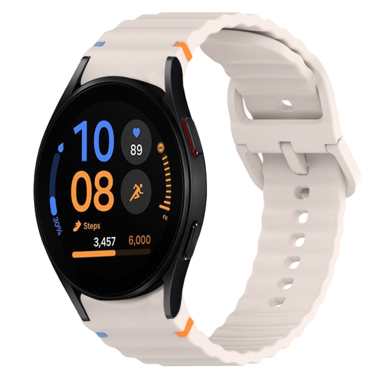 For Samsung Galaxy Watch FE 40mm Wavy Grain Stitched Quick Release Silicone Watch Band(Starlight) by bashfashion