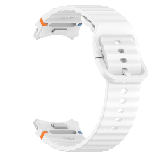 For Samsung Galaxy Watch 6 44mm Wavy Grain Stitched Quick Release Silicone Watch Band(White) by bashfashion