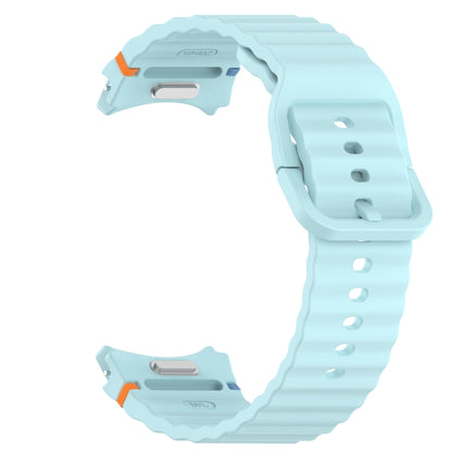 For Samsung Galaxy Watch 6 44mm Wavy Grain Stitched Quick Release Silicone Watch Band(Light Blue) by bashfashion