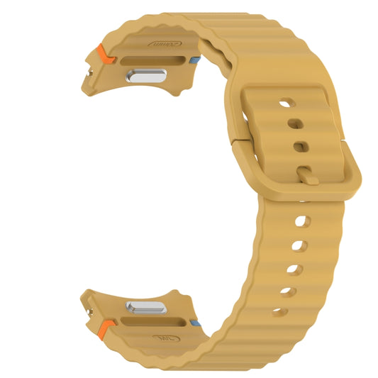 For Samsung Galaxy Watch 6 Classic 43mm Wavy Grain Stitched Quick Release Silicone Watch Band(Yellow) by bashfashion