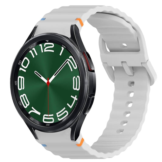 For Samsung Galaxy Watch 6 Classic 43mm Wavy Grain Stitched Quick Release Silicone Watch Band(Light Grey) by bashfashion