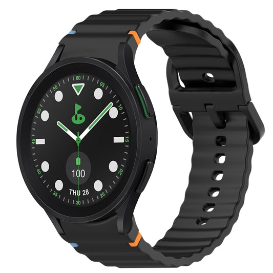 For Samsung Galaxy Watch 5 Pro Golf Edition Wavy Grain Stitched Quick Release Silicone Watch Band(Black) by bashfashion