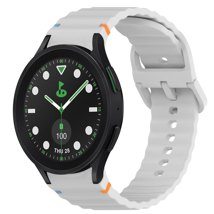 For Samsung Galaxy Watch 5 Pro Golf Edition Wavy Grain Stitched Quick Release Silicone Watch Band(Light Grey) by bashfashion