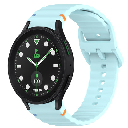 For Samsung Galaxy Watch 5 Pro Golf Edition Wavy Grain Stitched Quick Release Silicone Watch Band(Light Blue) by bashfashion