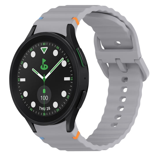 For Samsung Galaxy Watch 5 Pro Golf Edition Wavy Grain Stitched Quick Release Silicone Watch Band(Dark Grey) by bashfashion