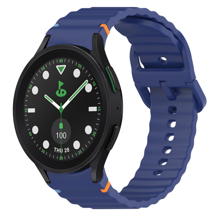 For Samsung Galaxy Watch 5 Pro Golf Edition Wavy Grain Stitched Quick Release Silicone Watch Band(Midnight Blue) by bashfashion