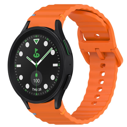 For Samsung Galaxy Watch 5 Golf Edition Wavy Grain Stitched Quick Release Silicone Watch Band(Orange) by bashfashion