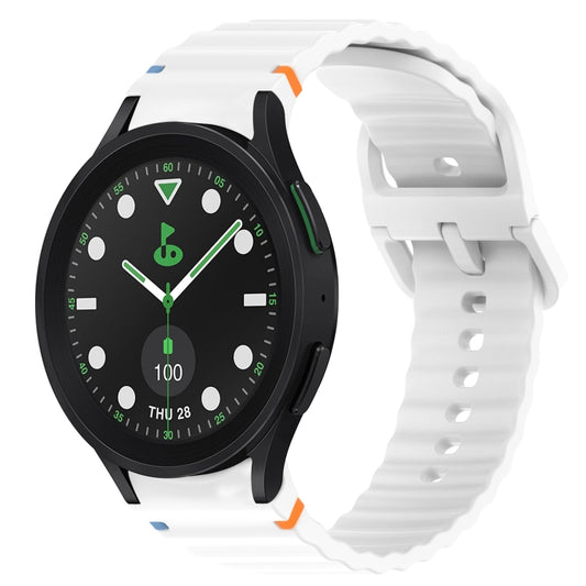 For Samsung Galaxy Watch 5 Golf Edition Wavy Grain Stitched Quick Release Silicone Watch Band(White) by bashfashion