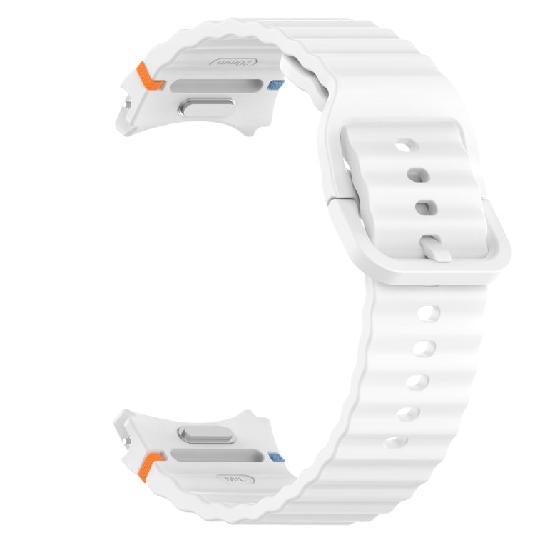 For Samsung Galaxy Watch 5 Golf Edition Wavy Grain Stitched Quick Release Silicone Watch Band(White) by bashfashion