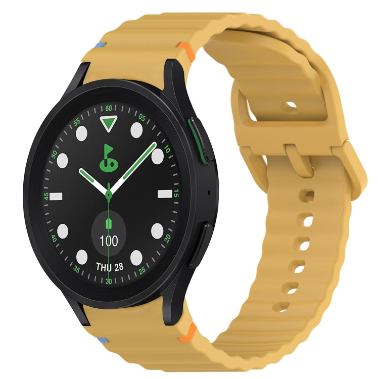 For Samsung Galaxy Watch 5 Golf Edition Wavy Grain Stitched Quick Release Silicone Watch Band(Yellow) by bashfashion