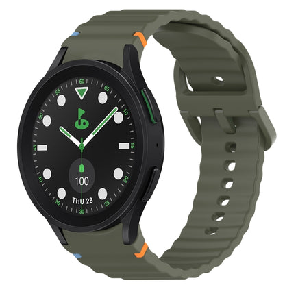 For Samsung Galaxy Watch 5 Golf Edition Wavy Grain Stitched Quick Release Silicone Watch Band(Army Green) by bashfashion