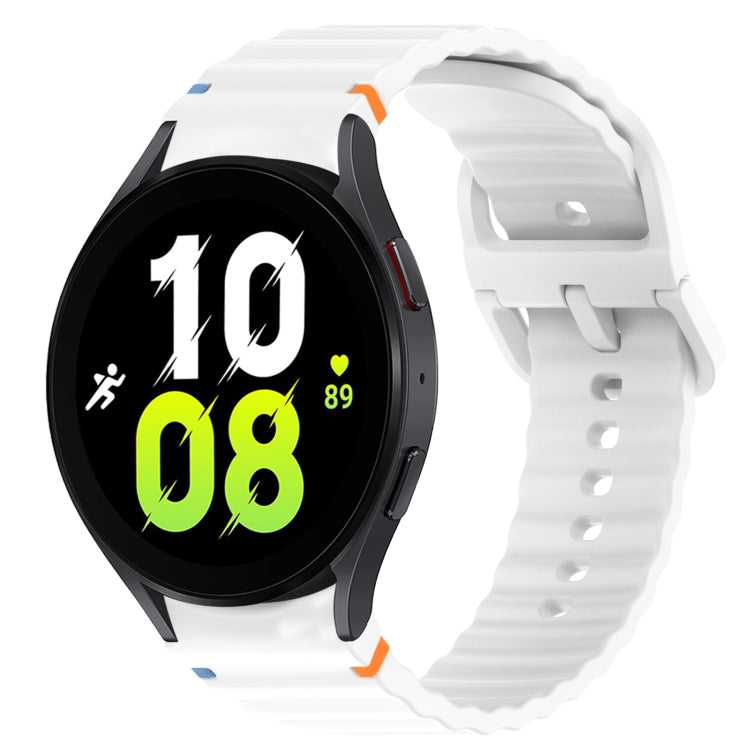 For Samsung Galaxy Watch 5 44mm Wavy Grain Stitched Quick Release Silicone Watch Band(White) by bashfashion