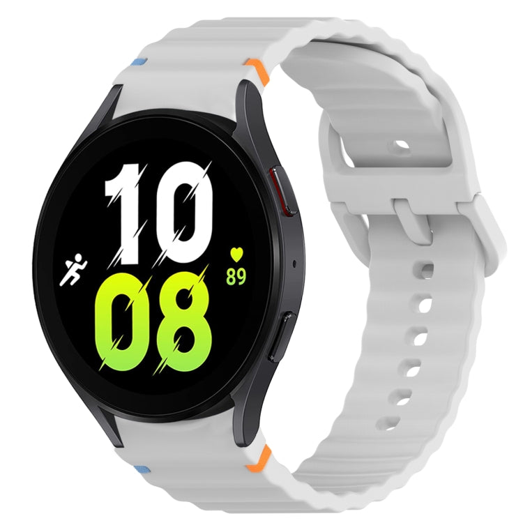 For Samsung Galaxy Watch 5 44mm Wavy Grain Stitched Quick Release Silicone Watch Band(Light Grey) by bashfashion