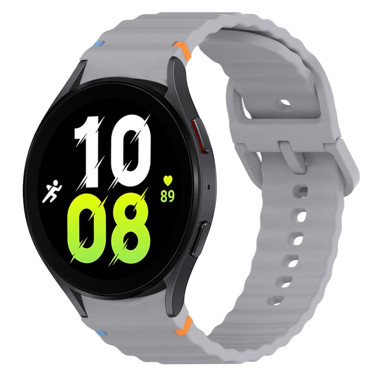 For Samsung Galaxy Watch 5 44mm Wavy Grain Stitched Quick Release Silicone Watch Band(Dark Grey) by bashfashion