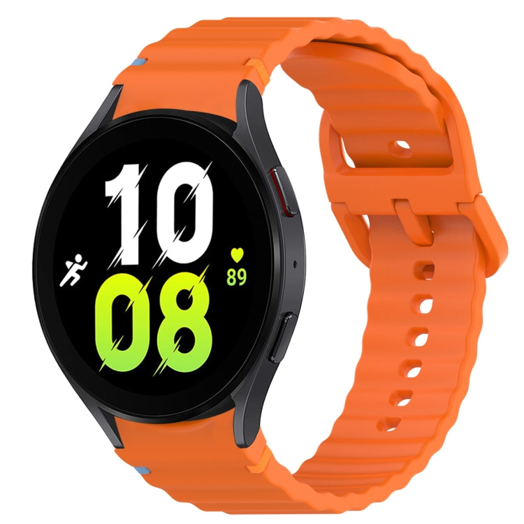 For Samsung Galaxy Watch 5 40mm Wavy Grain Stitched Quick Release Silicone Watch Band(Orange) by bashfashion
