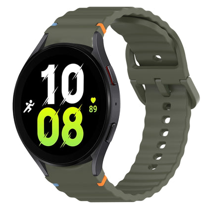 For Samsung Galaxy Watch 5 40mm Wavy Grain Stitched Quick Release Silicone Watch Band(Army Green) by bashfashion