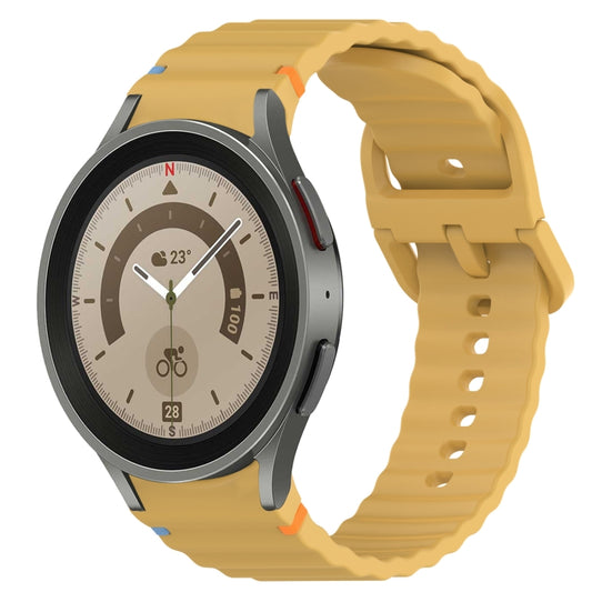 For Samsung Galaxy Watch 5 Pro 45mm Wavy Grain Stitched Quick Release Silicone Watch Band(Yellow) by bashfashion