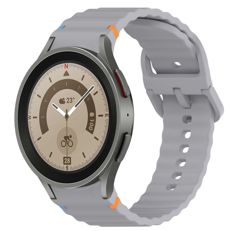 For Samsung Galaxy Watch 5 Pro 45mm Wavy Grain Stitched Quick Release Silicone Watch Band(Dark Grey) by bashfashion