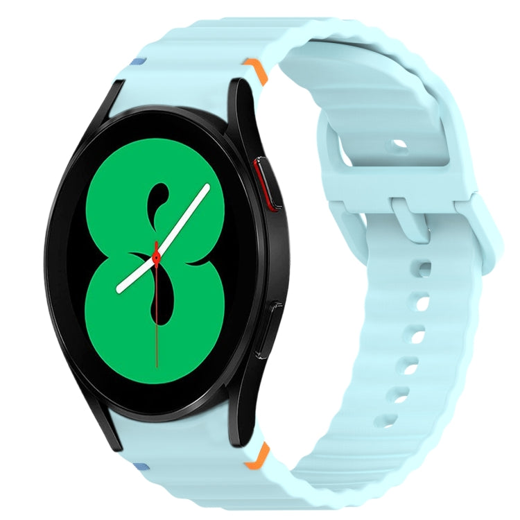 For Samsung Galaxy Watch 4 44mm Wavy Grain Stitched Quick Release Silicone Watch Band(Light Blue) by bashfashion