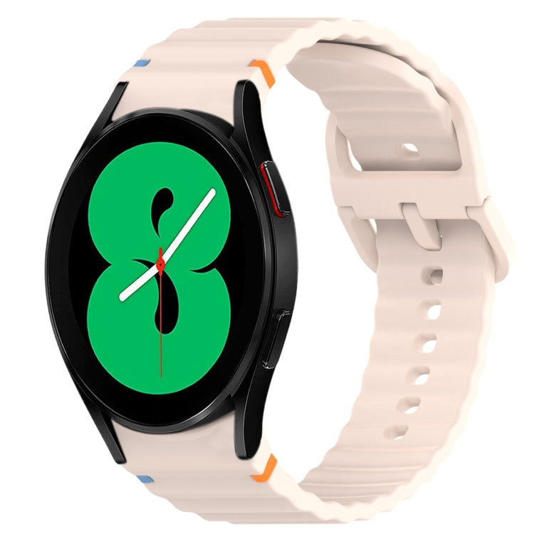 For Samsung Galaxy Watch 4 40mm Wavy Grain Stitched Quick Release Silicone Watch Band(Pink) by bashfashion