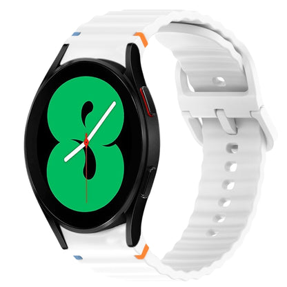 For Samsung Galaxy Watch 4 40mm Wavy Grain Stitched Quick Release Silicone Watch Band(White) by bashfashion