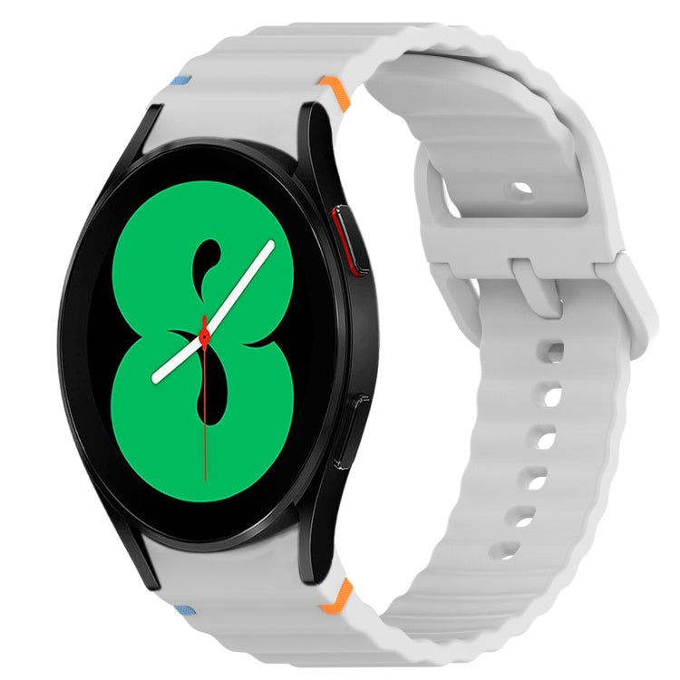 For Samsung Galaxy Watch 4 40mm Wavy Grain Stitched Quick Release Silicone Watch Band(Light Grey) by bashfashion
