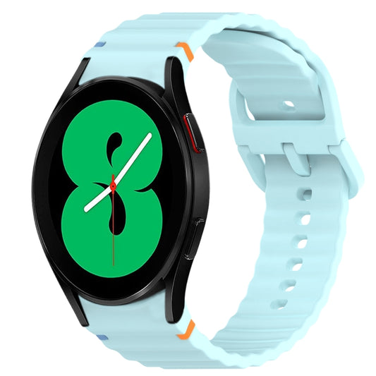 For Samsung Galaxy Watch 4 40mm Wavy Grain Stitched Quick Release Silicone Watch Band(Light Blue) by bashfashion