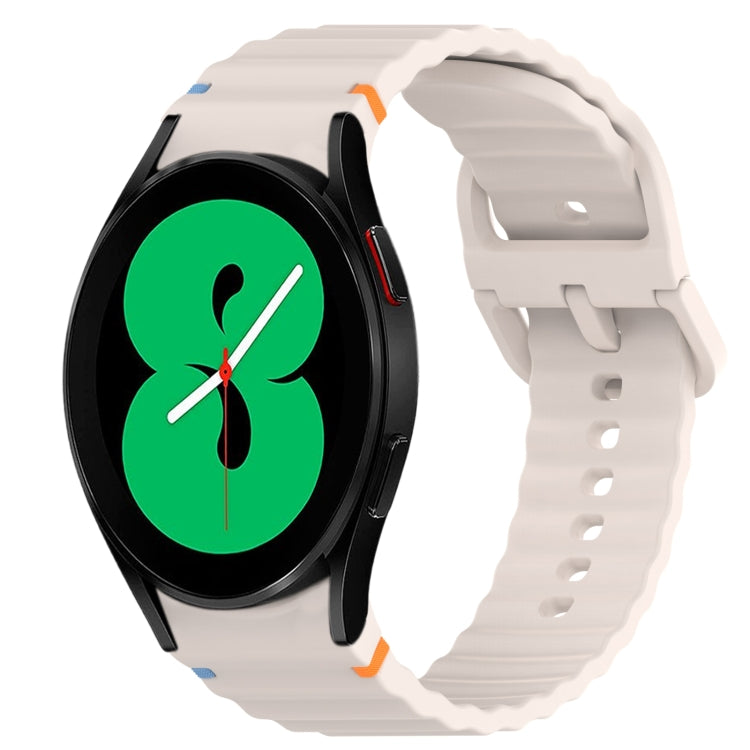 For Samsung Galaxy Watch 4 40mm Wavy Grain Stitched Quick Release Silicone Watch Band(Starlight) by bashfashion